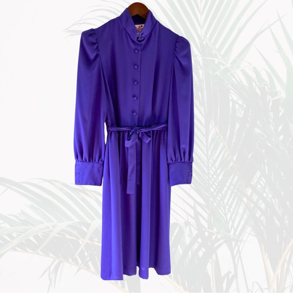 Purple Vintage 70’s bell sleeve midi dress